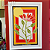 Quadro Xilogravura Flor Tangerina G 66cm x 48cm _ Bacaro - Imagem 1