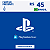 Gift Card PlayStation Store PSN 45 Reais - Código Digital PS4 e PS5 - Imagem 1