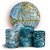 KIT Redondo e Trio - Marmore Glitter Azul - Sublimado 3D - Imagem 1