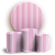 KIT Redondo e Trio - Fundo Listras Rosas Victoria's Secret - Sublimado 3D - Imagem 1