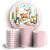 KIT Redondo e Trio - Animais Bosque Rosa - Sublimado 3D - Imagem 1