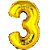 BALAO METALICO 40CM NUMERO 3 DOURADO NEOTRENTINA - Imagem 1