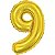 BALÃO METALICO 40CM NUMERO 9 DOURADO NEOTRENTINA - Imagem 1