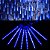 Jogo 8 Tubo Snow Led 30cm Chuva Meteoro Cascata Azul 288 LEDS - Imagem 1