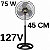 Ventilador 45 cm Coluna Preto 75w Voltagem:127V - Imagem 3