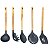 Conjunto de utensílios de Teflon com cabo Madeira 5 Pç Elite - Imagem 1