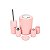 Jogo de Banho Em Porcelana com Detalhes Cromados 6 Peças - Rosa - Imagem 1