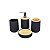 Kit Banheiro Plástico/Bambu Preto 4 Peças - Imagem 1