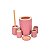 Jogo de Banho Plástico com Bambu 6 Peças - Salmão - Imagem 1