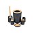 Jogo de Banho Plástico com Bambu 6 Peças - Preto - Imagem 1