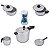 Kit Jogo 5 Panela Polida Panela Pressão e Faqueiro Inox 20pç Azul - Imagem 1