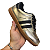 Tênis Cravo e Canela Ref. 1471CC Cabedal em Couro Metalizado Ouro Light / Soft Preto - Imagem 1
