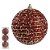 Bola de Natal Decorada Plástico Vermelho 8cm C/3 Und - Imagem 1