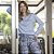 Pijama Feminino Longo Azul Paisley - Imagem 4