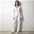 Pijama Feminino Longo Branco Lavanda com Renda - Imagem 1