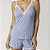 Short Doll de Alça Geometric Azul com Renda - Imagem 3