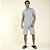 Pijama Masculino Curto Visco Listrado Mescla Claro - Imagem 2