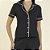 Pijama Feminino Curto Aberto Preto com Viés Off White - Imagem 3