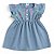 Vestido em chambraya jeans estampa corações - Imagem 1