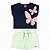 Conjunto em meia malha e shorts em moletinho trabalhado - Imagem 1