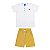 Conjunto camisa gola padre em malha trançada e shorts em moletinho - Imagem 1