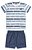Conjunto masculino camisa listrada estampa estilo naval e shorts em molecotton jeans - Imagem 2