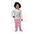 Conjunto feminino casaco e calça em pelinhos estampado, com aplicações - Imagem 1