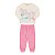 Conjunto feminino casaco e calça em pelinhos estampado, com aplicações - Imagem 2