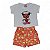 Conjunto feminino com estampa interativa gatinha e frutas - Imagem 1