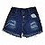 Shorts jeans feminino com detalhes em rasgos e barra desfiada - Imagem 1