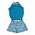 Conjunto feminino frente única e shorts estampado margaridas - Imagem 1