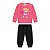Conjunto moletom felpado feminino estampa urso com glitter - Imagem 1