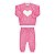 Conjunto em pelinhos na cor rosa com estampa coração - Imagem 2