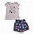 Conjunto feminino com shorts-saia estampado - Imagem 1