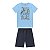 Conjunto masculino camisa azul cor do céu com estampa dinossauros radicais - Imagem 1