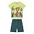 Conjunto masculino camisa na cor verde lima estampa dinossauros - Imagem 1
