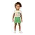Conjunto feminino camisa off white com estampa gatinhas e shorts verde - Imagem 1
