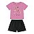 Conjunto feminino camisa na cor rosa estampa dançarinas - Imagem 1