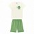 Conjunto camisa off white estampa dino e bermuda verde - Imagem 1
