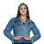 Jaqueta Jeans Feminina Cropped Com Strass Manga longa Luxo - Imagem 6