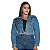 Jaqueta Jeans Feminina Cropped Com Strass Manga longa Luxo - Imagem 9