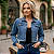 Jaqueta Jeans Feminina Cropped Com Strass Manga longa Luxo - Imagem 5