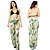 Saída De Praia Calça Pantalona Cintura Alta Moda Feminina Estampa Folhagem - Imagem 5