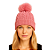 Gorro Touca de Lã Tricot Forrada co Pelúcia Fofinha Linda Rosa - Imagem 1