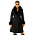 Sobretudo Lã Batida Feminino Luxuoso Gola de Pelo e Punhos Preto - Imagem 1