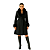 Sobretudo Lã Batida Feminino Luxuoso Gola de Pelo e Punhos Preto - Imagem 4