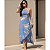 Conjunto Feminino Cropped + Saia Envelope Midi Estampado Azul - Imagem 1