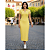 Vestido Midi Polo Feminino Malha Canelada Justo Elegante Amarelo - Imagem 4