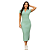 Vestido Midi Polo Feminino Malha Canelada Justo Elegante Verde - Imagem 4
