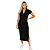 Vestido Midi Polo Feminino Malha Canelada Justo Elegante Preto - Imagem 1
